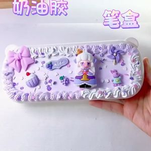 Set nguyên liệu tự làm hộp bút (Hộp bút charm kem keo) dễ thương làm thủ công sáng tạo DIY