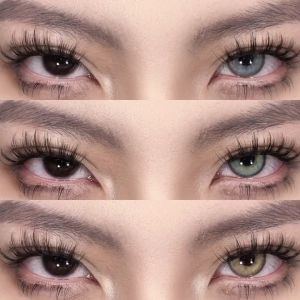 【Free Case】2pcs Barcelona Brown Soft Colored Contact Lens Yearly Use Gray Green Contact Lense