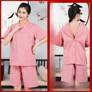 Womens Cotton Open Cardigan Acupuncture Moxibustion Steam Sauna Therapy Clothing Front Back Design Back Massage Shirt