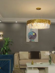 Luxury Gold Crystal Chandelier Lighting Led Ceiling Light Fixture Living Room Hotel Hanging Lamp