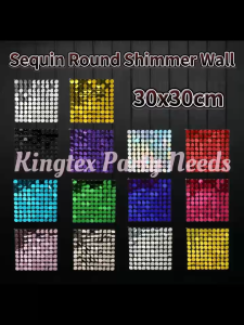 Round Shimmer Sequin Wall Photo Backdrop Props 30x30cm Glitter Party Background for Birthday Wedding Sparkly Decoration