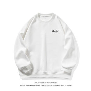 เสื้อสเวตเตอร์คอกลมแขนยาวผ้าฝ้ายแท้ทรงหลวมสำหรับผู้ชาย ฤดูใบไม้ร่วง/ฤดูหนาว เสื้อคลุมกันหนาวแบบสวมหัว แฟชั่นลำลอง คู่รัก