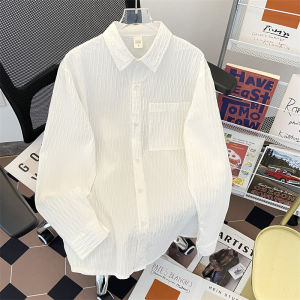 Ruched Texture Long Sleeves Shirt Mens Autumn Thin Loose Casual Fashion Brand Drape Niche Style Handsome Shirt Coat