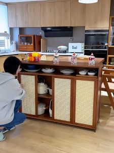 Bamboo Kitchen Cabinet 2/3Doors 86/117cm Countertop Bowl Cabinet Storage Cabinet Storage Cabinet Cutlery Cabinet