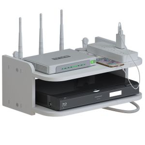 Wall-Mounted Hole-Free Shelving for Set-top Box and Router