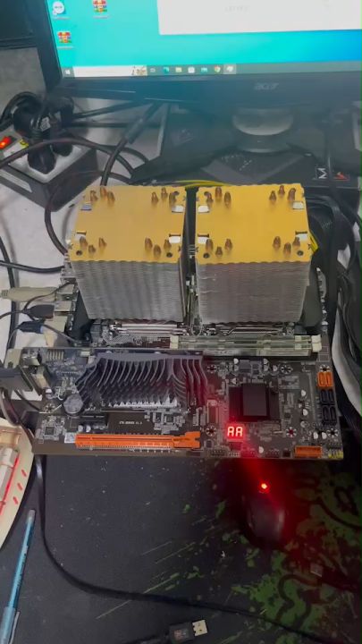 SET 2CPU DUAL CPU MBเมนบอร์ด X79Dual พร้อม CPU Intel Xeon E5-2690V2 X2 20C/40T  Ram ECC16-128G M.2 NVMe SSD 256-1TB เเถม cpu cooler