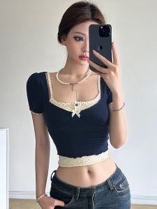 น่าทึ่ง หวาน และเผ็ด ผู้หญิง ฤดูร้อน 2024 สลิมฟิต เสื้อยืดสั้นและลายจุด เสื้อกั๊ก ชุดสองชิ้น ชุดแฟชั่นสวยๆ