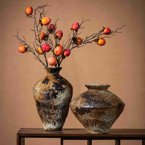 Handmade Rustic Ceramic Flower Vase Japanese Wabi-Sabi Style Decorative Ornaments Vintage Nostalgic Zen Spirit Floral Arrangements