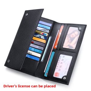 WILLIAMPOLO | Slim Long Leather Wallet for Men with Credit Card Slots and Drivers License Holder