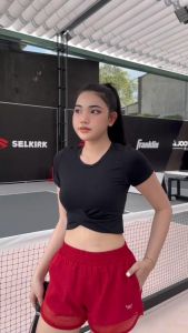 Quần Đùi Thể Thao Nữ 2 Lớp LUKY Tập Gym Yoga Aerobic Pickleball Vải Dù Phối Lưới Thoáng Mát 2 Túi D79