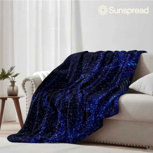 Beast Kingdom | Dark Blue Glitter Wave Soft Warm Flannel Blanket Lightweight Cozy Christmas Halloween Home Decor Room