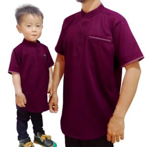 (ANAK-DEWASA) Baju Koko Kurta Couple Ayah Anak Tangan Pendek Bahan TOYOBO Adem serap keringat Baju Koko Muslim Kapelan Anak dan Ayah Terbaru