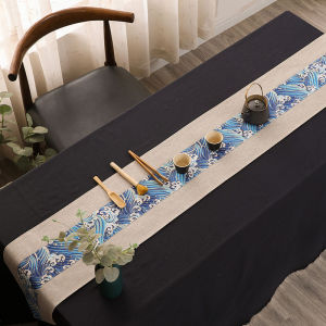 Chinese Style Zen Table Flag Cotton Linen Tea Ceremony Tablecloth Artistic Japanese Style Tea Mat Tea Room Tablecloth Long Strip Cloth