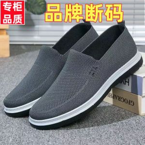Paul Bernice Mens Beijing Cloth Shoes Breathable Mesh Casual Summer Shoes Comfortable Slip-On Low-Top Flat Rubber Sole