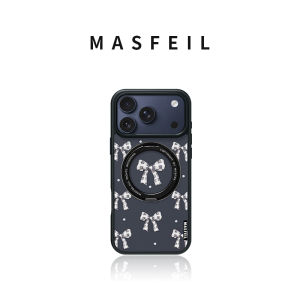 MASFEIL | Plaid Bow For Apple 17promax Phone Case iPhone16pro Magnetic Tape Stand IP15 All Inclusive Fo5 Pivot 17 Cute