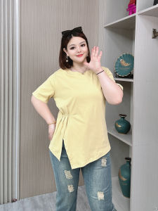 Summer Short-Sleeved T-shirt for Women New Arrival Plus Size Womens Clothing Plus Size Ladies Loose Slim Looking Casual Fashion Asymmetrical Peplum Top