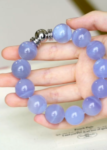 Montagne Jewelry Natural 16-17mm Blue Agate Bracelet 925 Silver Fine Jewellery