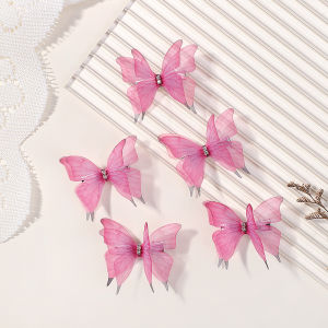 Bộ 5 Handmade Bướm Hairclips Thời Trang Y2K Mũ Đội Đầu Không Gây Hại Hairgrips Cho Nữ Cô Gái Polyester Phụ Kiện Tóc