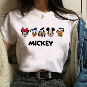 Mickey T-shirt Y2k Minnie Mouse Hat Printed Cotton Comfortable T-shirt Womens Fashion T-shirt Womens Kawaii Disney T-shirt