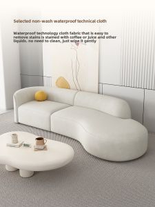 Scandinavian Fabric Sofa Living Room Small Apartment Technology Cloth Net Red Clothing Store Beauty Salon Reception Curved Sofa