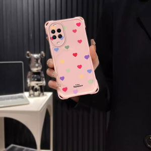 Huawei Nova14Pro Phone Case Silicone Protective Cover Full Protection Four Corner Lanyard Crossbody Stand 13 Colorful Heart Design