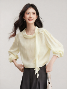 Vimly | Áo Sơ Mi Sang Trọng Với Dây Nơ Hình Mơ