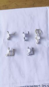 Fairycore Nose Ring Aesthetic Floral Nose Cuff Sparkling Teardrop Dangle Stud L Shaped Nose Piercing Group for Women Girls