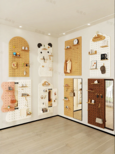 BEIQIVI | Custom Solid Wood Perforated Panel Full-length Mirror Coat Rack Entrance Furniture