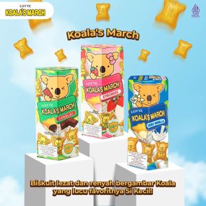 Camilan Biskuit Snack Crunchy Lotte Koalas March 37 Gram Susu Vanilla Strawberry Cokelat