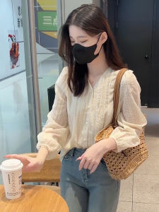 Elegant V-neck Chiffon Lace Blouse
