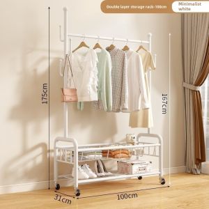 Clothes Hanger Floor For Home Movable Bedroom Hanger Balcony Hanging Clothes Rack Indoor Simple Rod Coat Rack