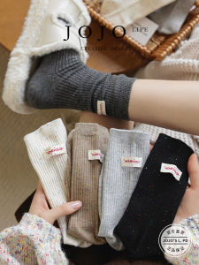 JOJOs L PD Transfer Letter Womens Socks Versatile Personality Cloth Label Mid-Calf Breathable Moisture Wicking Solid Color