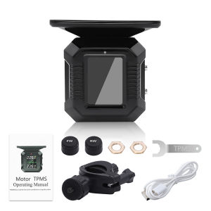 Hệ thống giám sát áp suất lốp xe máy TPMS với đồng hồ đo áp suất lốp và 2 cảm biến ngoại vi hệ thống cảnh báo nhiệt độ