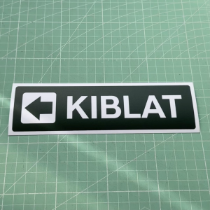 Kiblat. Qiblah. Sticker Signboard Sign Label Board Signage. Arrow Qibla Direction Sign Sticker. Arrow Direction.