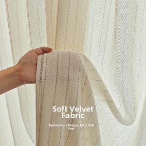 Nuo Rong Imitated Cashmere Herringbone Pattern Sheer Curtains Shoji Privacy Style Light-filtering
