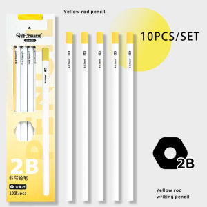 other | 10Pcs Natural Wood Hexagon Pencils HB/2B White Barrel with Tri-Color Dipped Top Unsharpened Writing Sketch Pencils for School