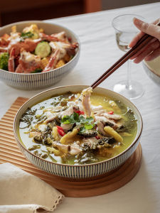 Bát Tròn Lớn Bằng Gốm Sứ Kiểu Nhật Dùng Để Nấu Mì Và Thịt Chín Nước Bát Đựng Súp Hình Chữ Nhật Phong Cách Cổ Điển Dành Cho Mọi Người