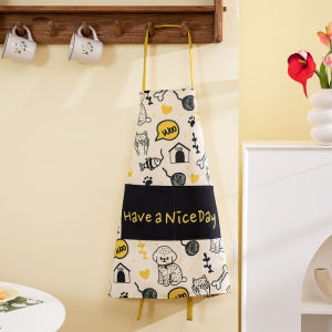 Nordic Style Waterproof Stain Resistant Kitchen Apron Cute Cartoon Cat Black White Work Uniform Internet Famous Restaurant Girdle