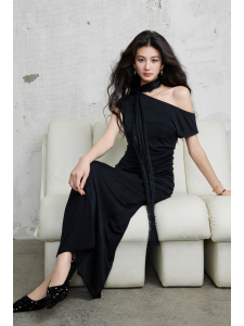 Elasticity Jersey Ribbed Sleeveless Top and Skirt Set
