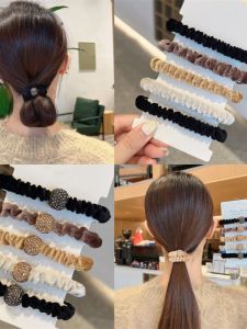 5 Pieces Beaded Plush Hair Ties Autumn Winter Fashion Simple Popular Hair Accessories Hair Bands Hair Ropes Hair Elastics