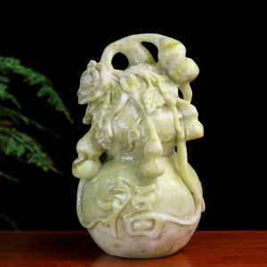 Natural Apatite Gourd Jade Living Room Office Chinese Style Desktop Decoration Piece Wealth Attraction Happiness Decoration