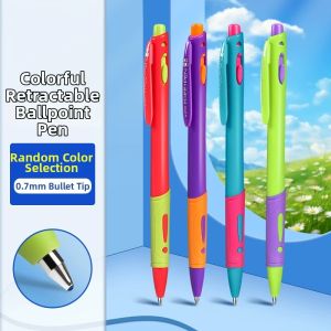 Press School Student Use Colorful Ballpoint Pen