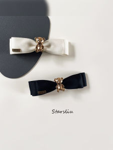 หมุดผมรูปหมีดีไซน์ดั้งเดิมพร้อมโบว์ผีเสื้อ หมุดผมแบบครึ่งหัว หมุดผมสำหรับตกแต่งผม หมุดผมแบบหัวเข็มขัดแบบยืดหยุ่น อุปกรณ์ตกแต่งผม