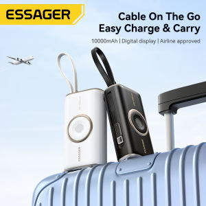Essager PD30W 10000mAh Power Banks Portable Digital Display With Type C Cable Fast Charging10000mAh Power Banks For PD30W iPhone16 15 Huawei Mate XT Xiaomi Samsung Tablet iWatch Earphone Mobile Phone Fast Charger Type C Power Bank