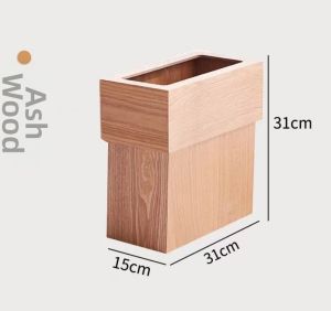 Nordic Style Wooden Trash Can for Kitchen Living Room Bedroom Bathroom Narrow Gap Right Angle Japanese Design Storage Bucket