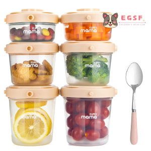 Super Mama อาหารเด็กตู้แช่แข็งปลอดภัย - 6ชุด (2/4/7ออนซ์) หรือ ขวดอาหารเด็กที่มีฝาปิดภาชนะเก็บตู้แช่แข็งสำหรับทารกไมโครเวฟและเครื่องล้างจานปลอดภัยสำหรับอาหาร Dips ขนมฯลฯ