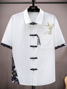 Tunonlus Ice Silk Short Sleeve T-Shirt Set Casual Loose Mens Summer Fashionable Chinese Style Youthful Breathable Clothing