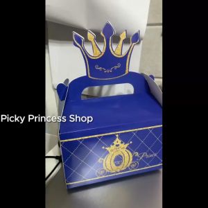 12pcs Princess Theme Royalty Lootbags Loot Box Crown Princess Birthday Party Giveaways Souvenirs Favor Bags