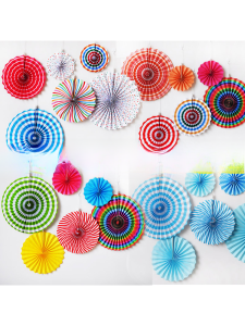 Creative Paper Fan Flower Wall Decorations Display Window Nursery Stage Event Arrangement Hanging Decorations for Kindergarten