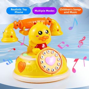 Vintage Cartoon Simulated Telephone Toy with Lights and Music